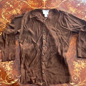 TRACY REESE for BERGDORF GOODMAN bronze crystal cardigan dressy sweater szS/M